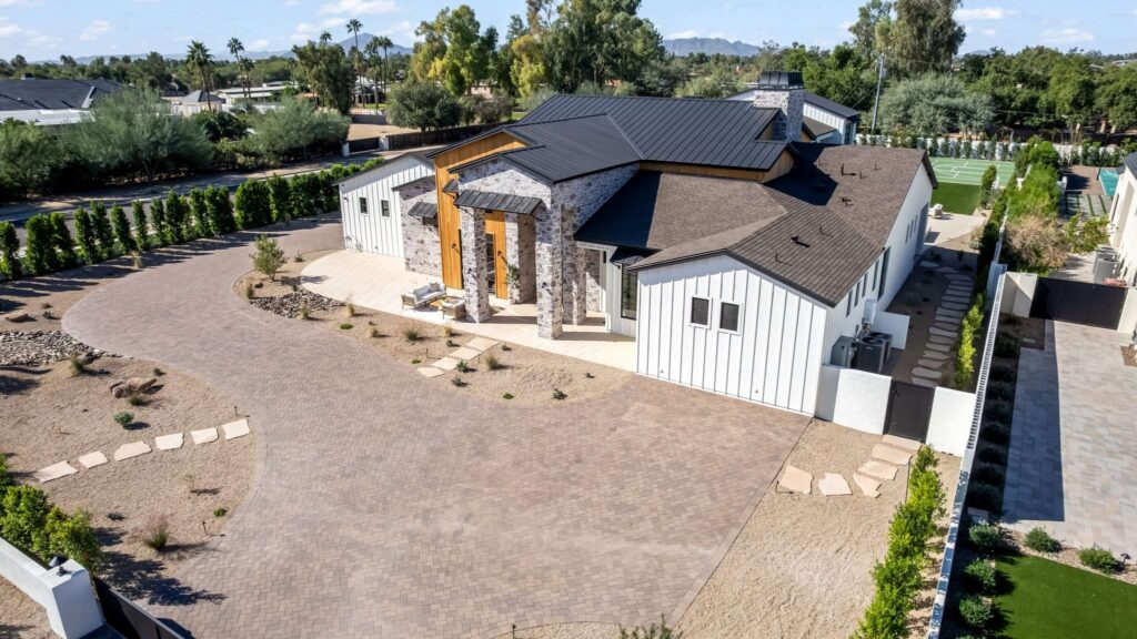 Drone Aerial Photography of Modern Farmhouse Estate in Chandler, AZ