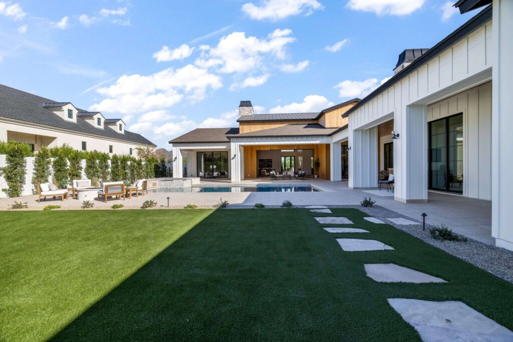 Professional real estate photography of backyard patio and pool Mesa, AZ